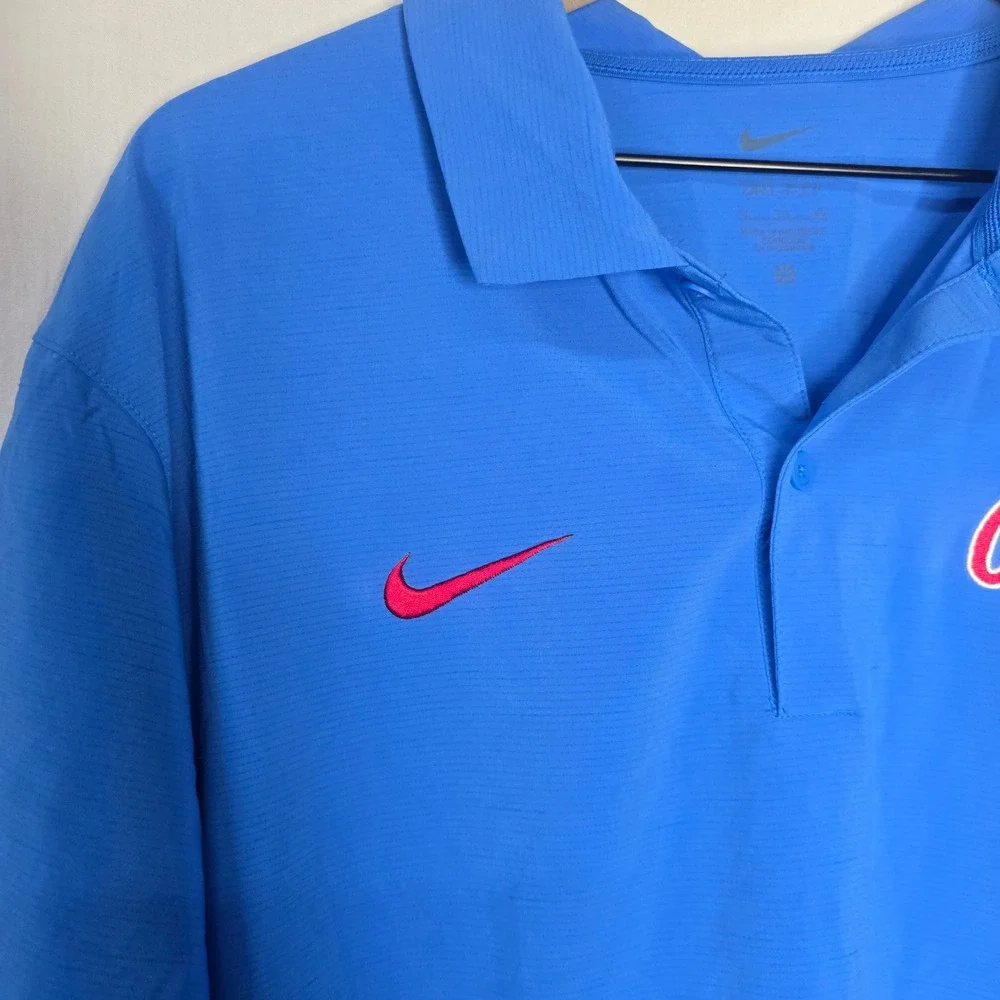 Nike Ole Miss Rebels Dri-FIT Polo Mens XL Blue Woven Polyester Sporty Gorpcore